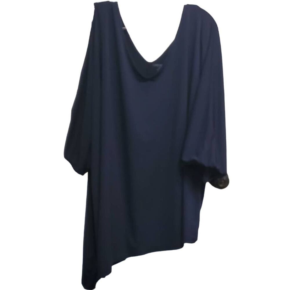 Lane Bryant Hi Low Polyester Shirt Royal Blue Blouse Plus Size 26/28